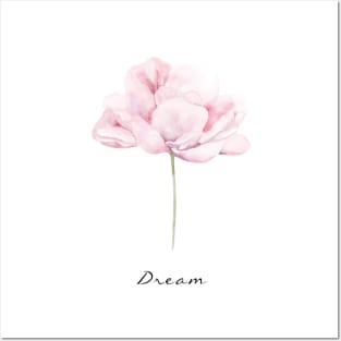 Floral art with "Dream" quote Posters and Art